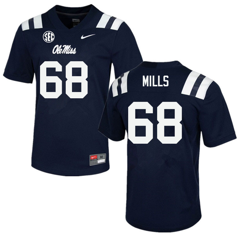 Ole Miss Rebels #68 Jack Mills College Football Jerseys Sale-Navy